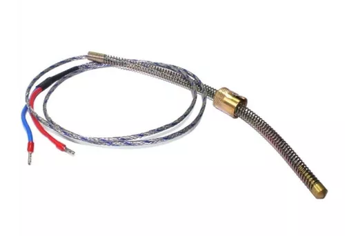 Termopar Tipo J Ø6 Baioneta Pequena Cabo com 2 Metros Fibra com Trança