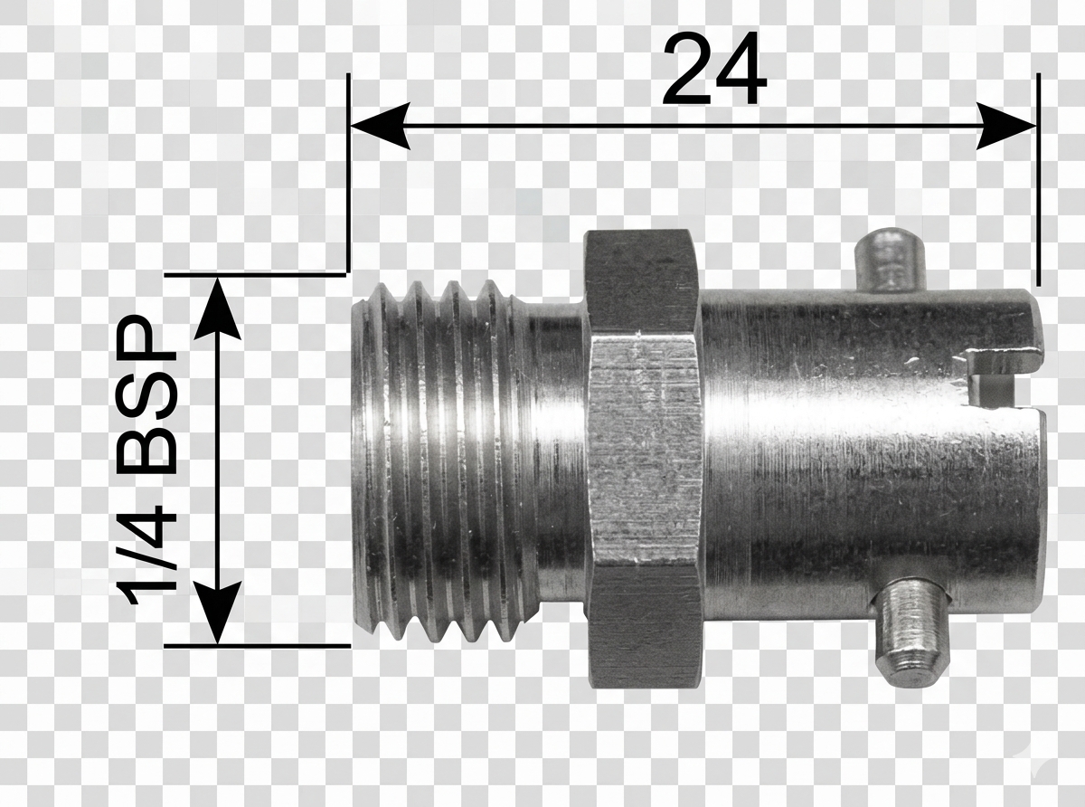 Adaptador Latão Rosca 1/4 BSP Ø12 X 24mm